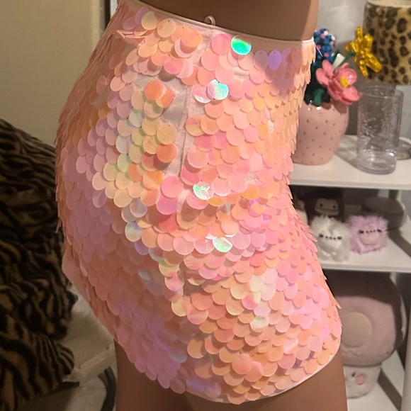 Endless Rose Pink Sequin Bubble Mini Skirt - Picture 4 of 4